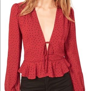 Reformation Nikki Red Peplum Top